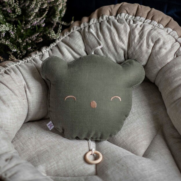 Dark Green Teddy bear musical pillow